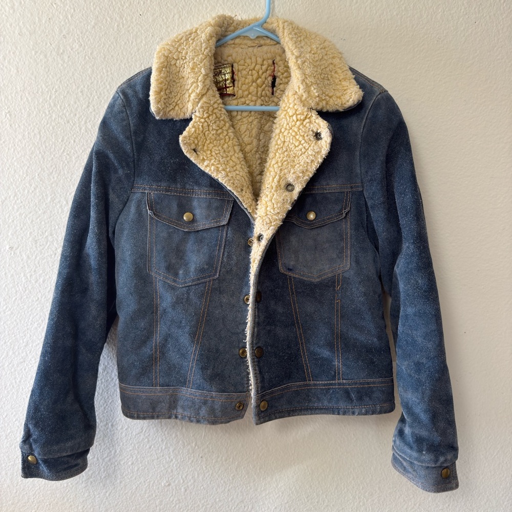 VTG Ralph Edward’s Sportswear Inc Suede Sherpa-Lined Jacket Size Small Blue
